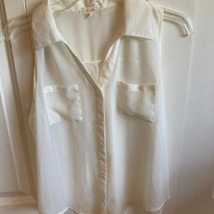 E & M Anthropologie ivory sheer sleeveless blouse shirt top size S